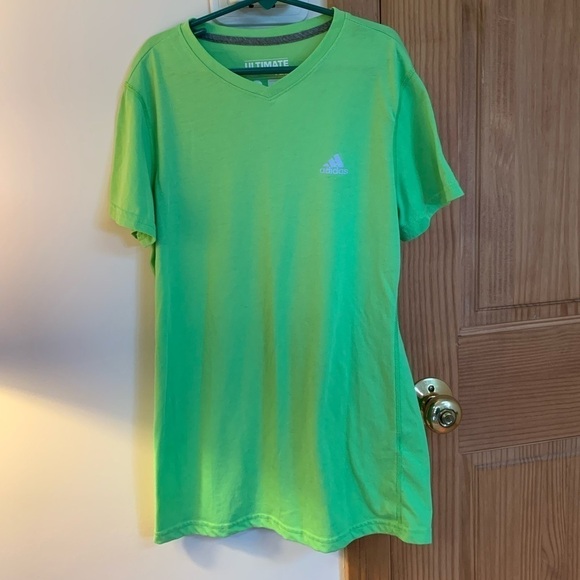 Adidas Ultimate T climalite neon green T Shirt small poly cotton - Picture 1 of 4
